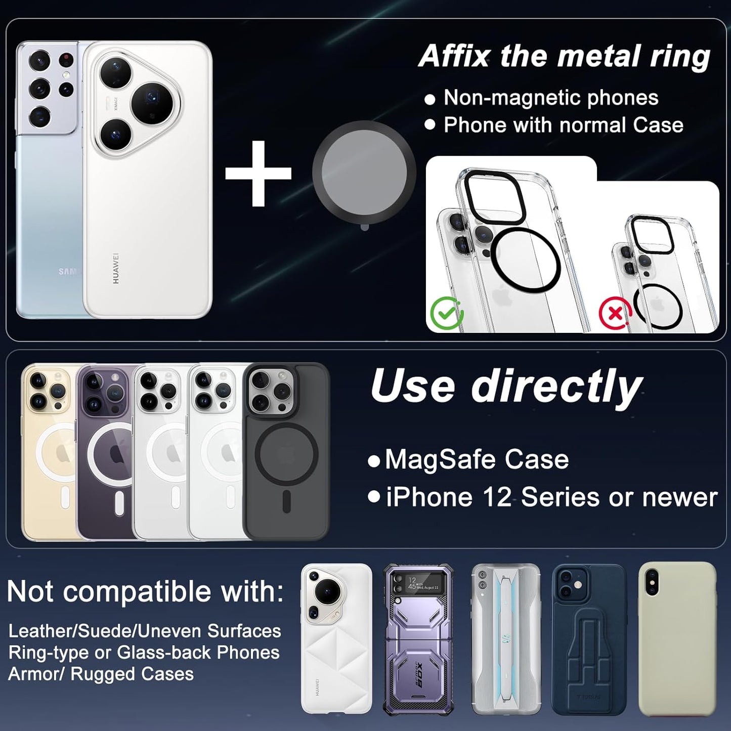 Magnetic Phone Charging Holder for Car - Upgraded 360° Vacuum Magnetic Phone Holder, Foldable Retractable Suction Cup Car Phone Mount for Magsafe for Your Car/Gym/Mirror Mount for iPhone & Android