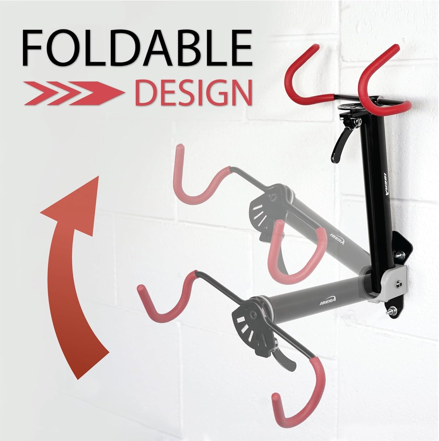 Ibera Bike Wall Mount - Secure Bike Storage up to 18kg with Adjustable Frame Holder & Soft Rubber Cradles - Garage Bike Rack for Road, MTB, Kids, Hybrid Bikes - Easy Installation & Space-Saving Design