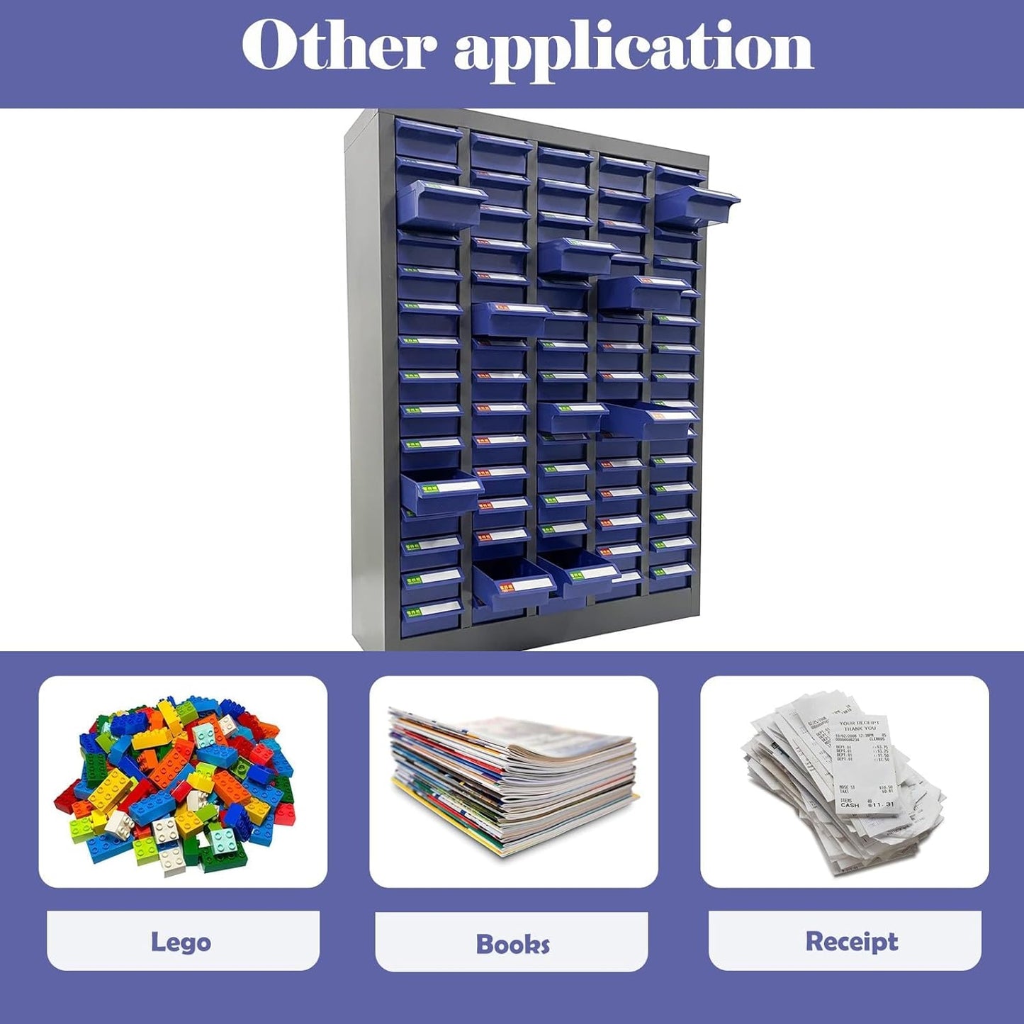 Parts Cabinet, 75 Drawers Tool Cabinet Without Door, Plastic Bolt and Nut Tool Storage Box for Garage Office Warehouse