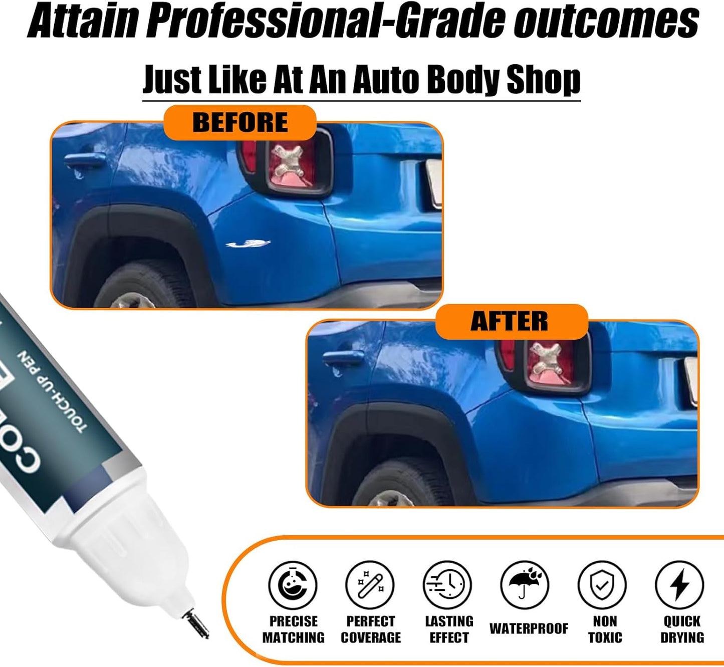 PBJ/MBJ Hydro Blue/Laser Blue Pearl Touch Up Paint for Jeep, Car Paint Pen Scratch Repair Two-In-One Touch Up Paint, Premium Car Scratch Remover for Deep Scratches