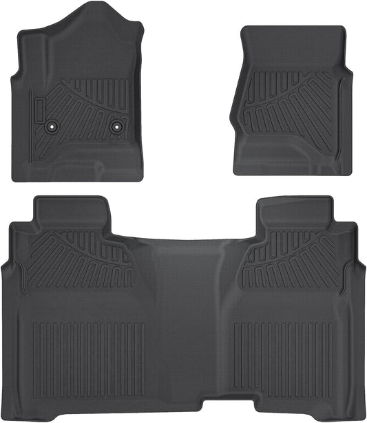 Cartist Floor Mats Fit for 2014-2018 Chevy Silverado & GMC Sierra 1500 Crew Cab;2015-2019 Silverado/Sierra 2500HD/3500 HD Crew Cab, All Weather TPE Custom Fit Silverado Floor Mats 1st & 2nd Row