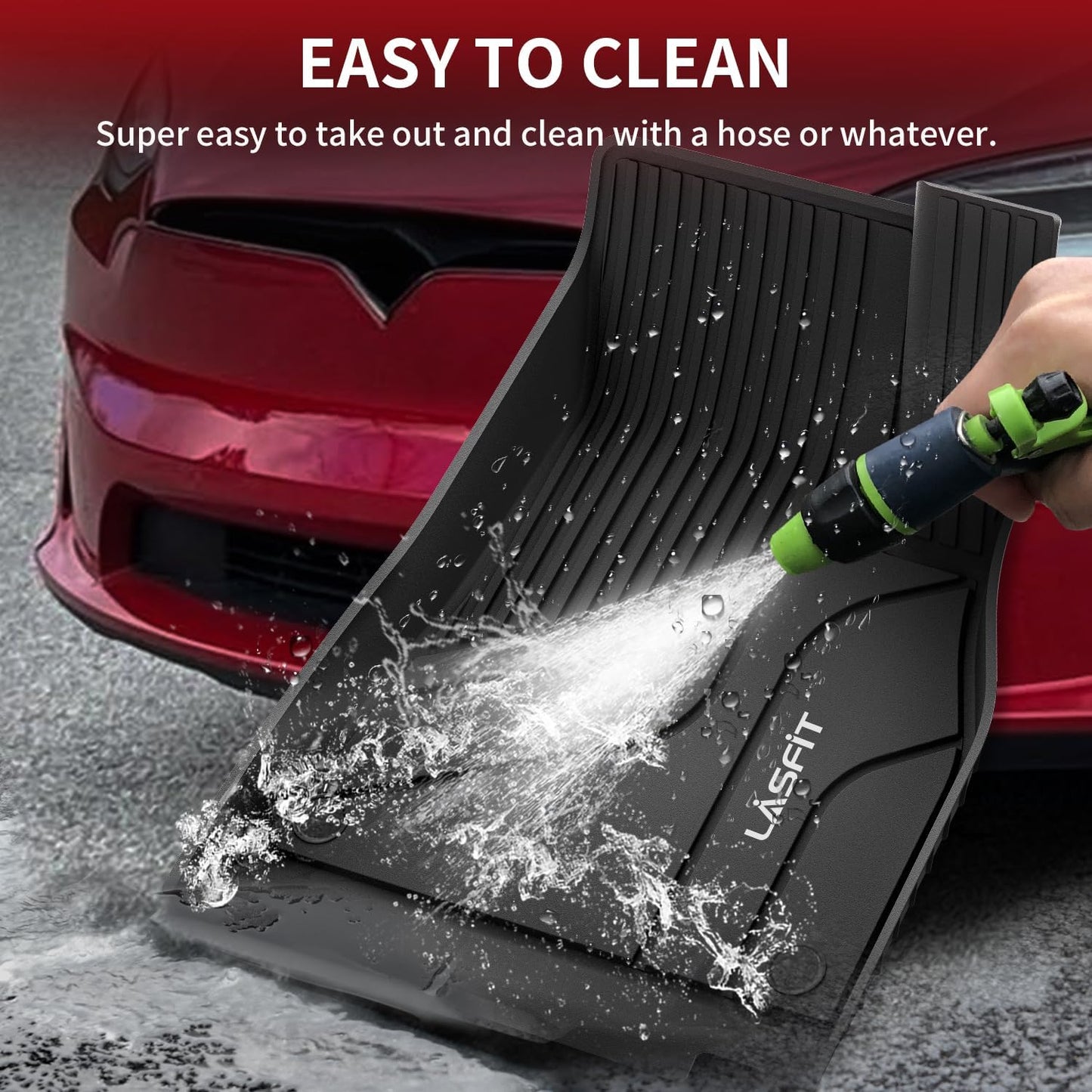 LASFIT Premium Extra Thick Floor Mats Fit for Tesla Model S & Model S Plaid 2025 2024 2023 2022 2021, Custom Fit TPE All Weather Floor Liners 1st & 2nd Front Rear Row Car Mats, Black