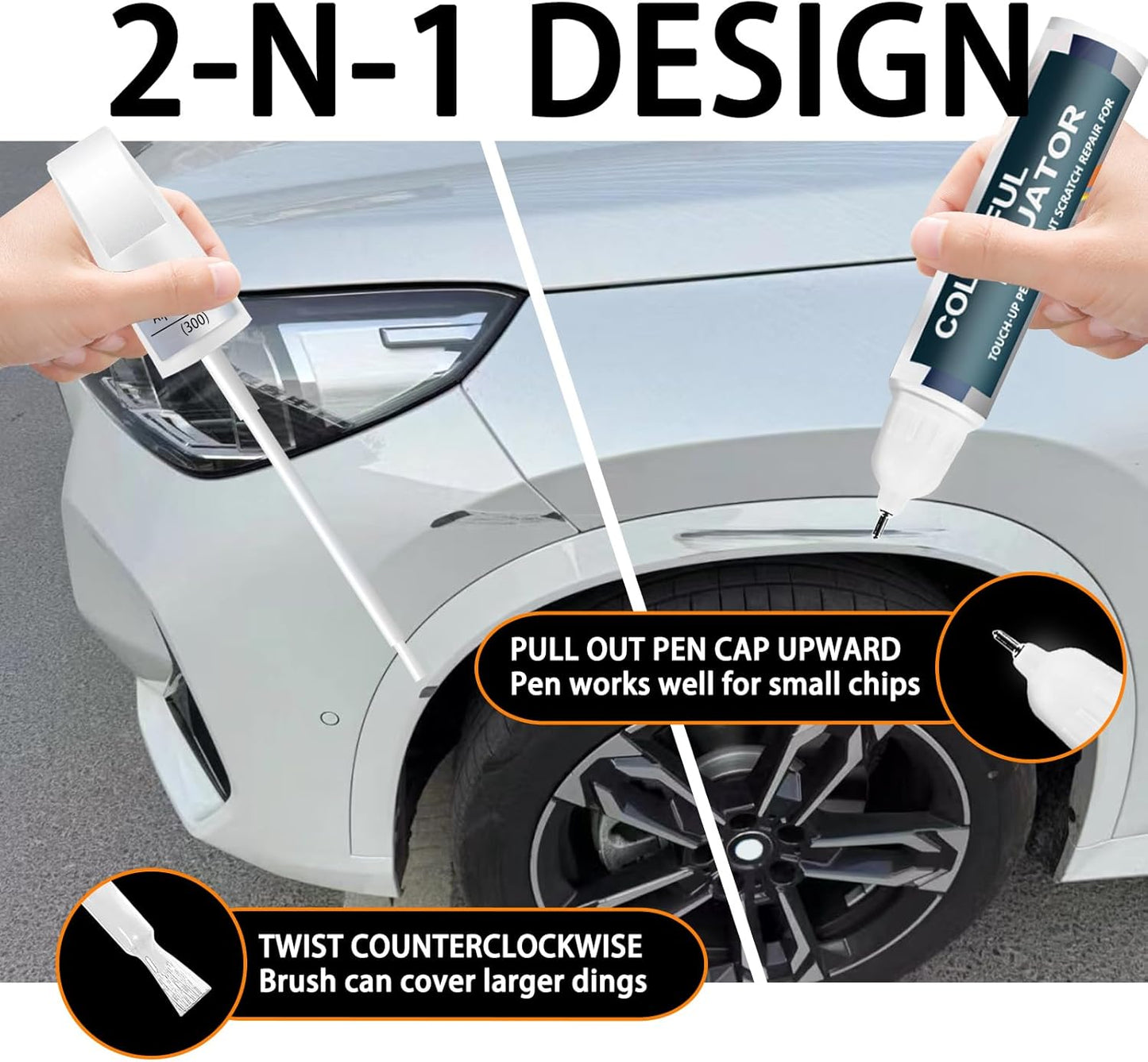 Alpine White(300) Touch Up Paint for BMW, Car Paint Pen Scratch Repair Two-In-One Touch Up Paint, Premium Car Scratch Remover for Deep Scratches