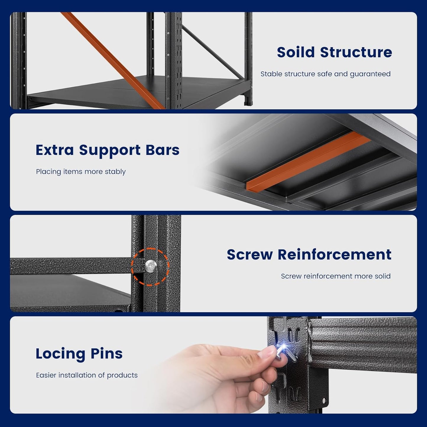 Yizosh 75" W Metal Garage Storage Shelves,8000LBS Heavy Duty 4-Shelf Adjustable Steel Organization Shelving,Utility Rack Shelf,75" W x 24" D x 70" H for Basement,Warehouse,Industrial