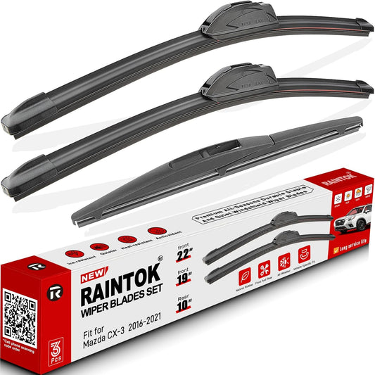 Windshield Wiper Blades Replacement for Mazda CX3 CX-3 2016 2017 2018 2019 Original Factory Quality Front Rear Wipers Blade Set for My Car - 22" 19" 10" (Pack of 3)