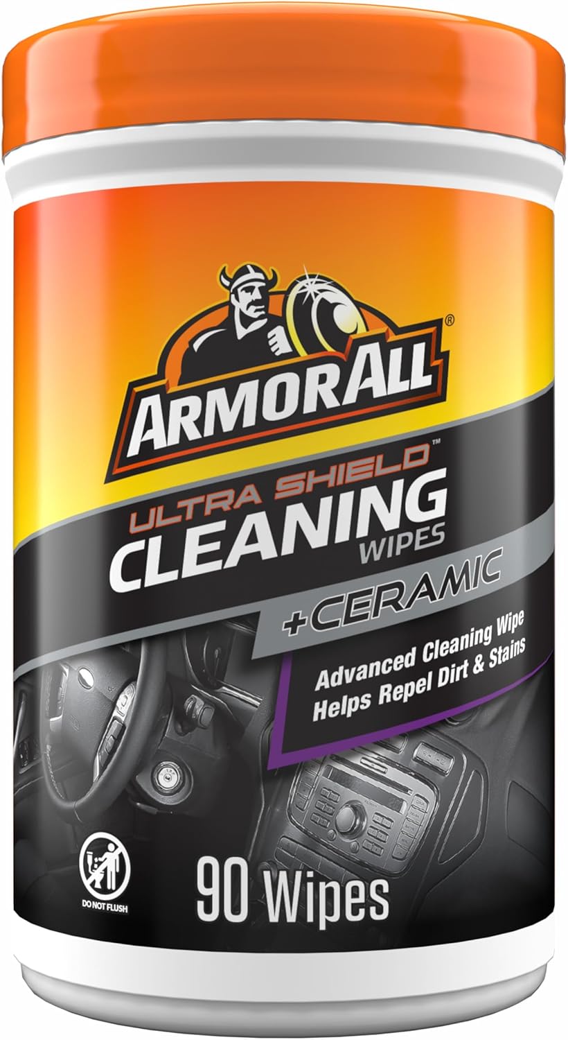 Armor All Ultra Shield + Ceramic Cleaning Wipes by Armor All, Car Interior Cleaner Wipes with Stain-Repelling Technology, 90 Count