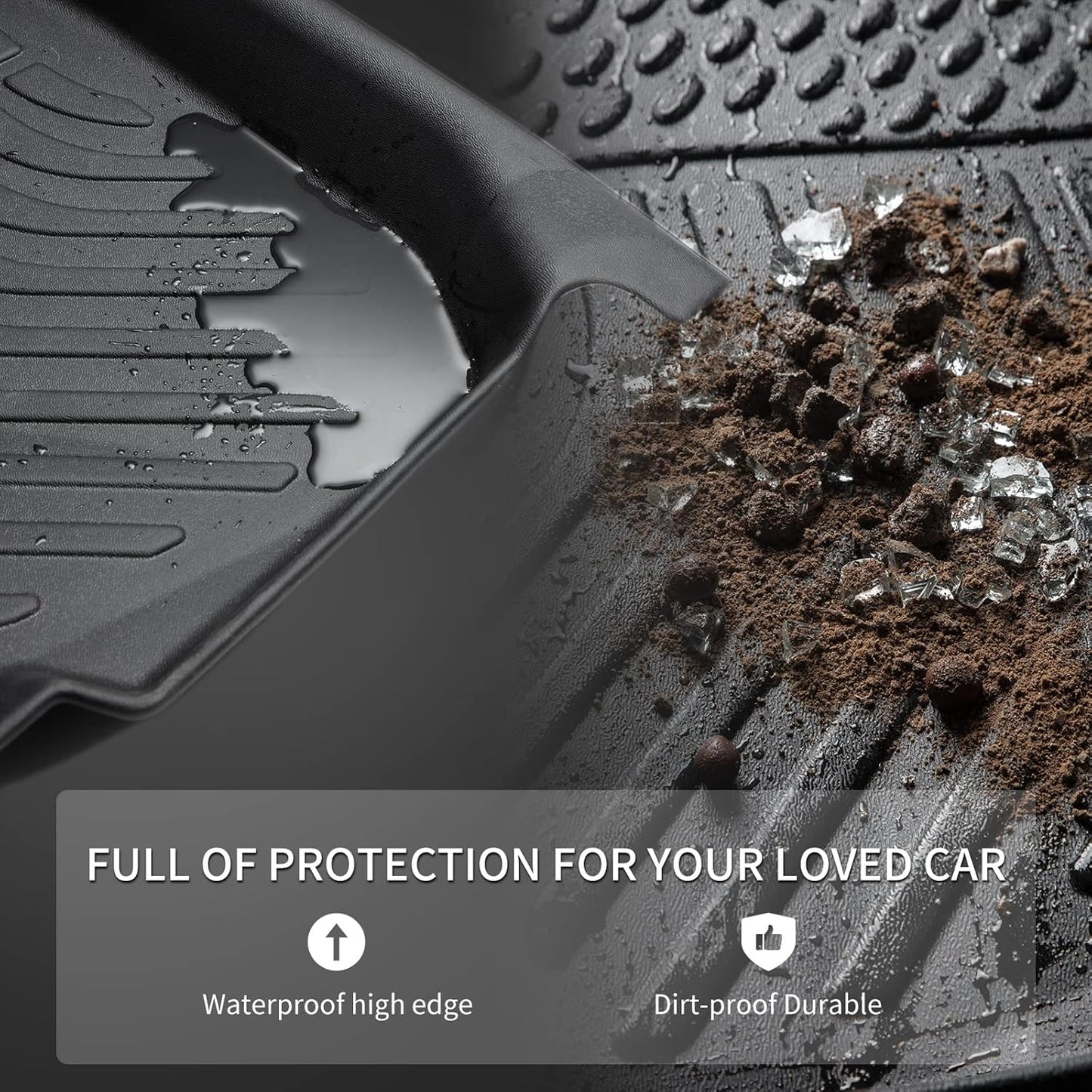 KELCSEECS Floor Mats & Cargo Liner Custom for Ford Mustang 2015-2025 (NOT for Mustang Mach-E,Cargo Liner with Subwoofer),All Weather Protection Anti-Slip TPE Liners Full Set Mustang Accessories Black