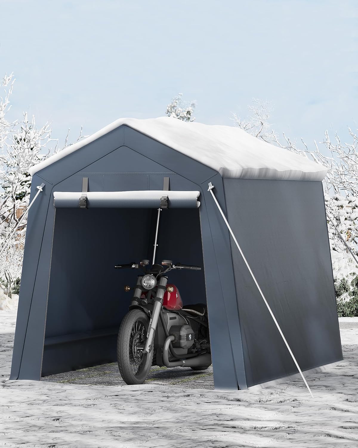 6x6 Ft Carport Heavy Duty Tent with Roll-Up Windows, Portable Garage with Removable Sidewalls & Doors, Car Canopy All-Season Tarp for Car Boat Truck Motorcycle, Grey