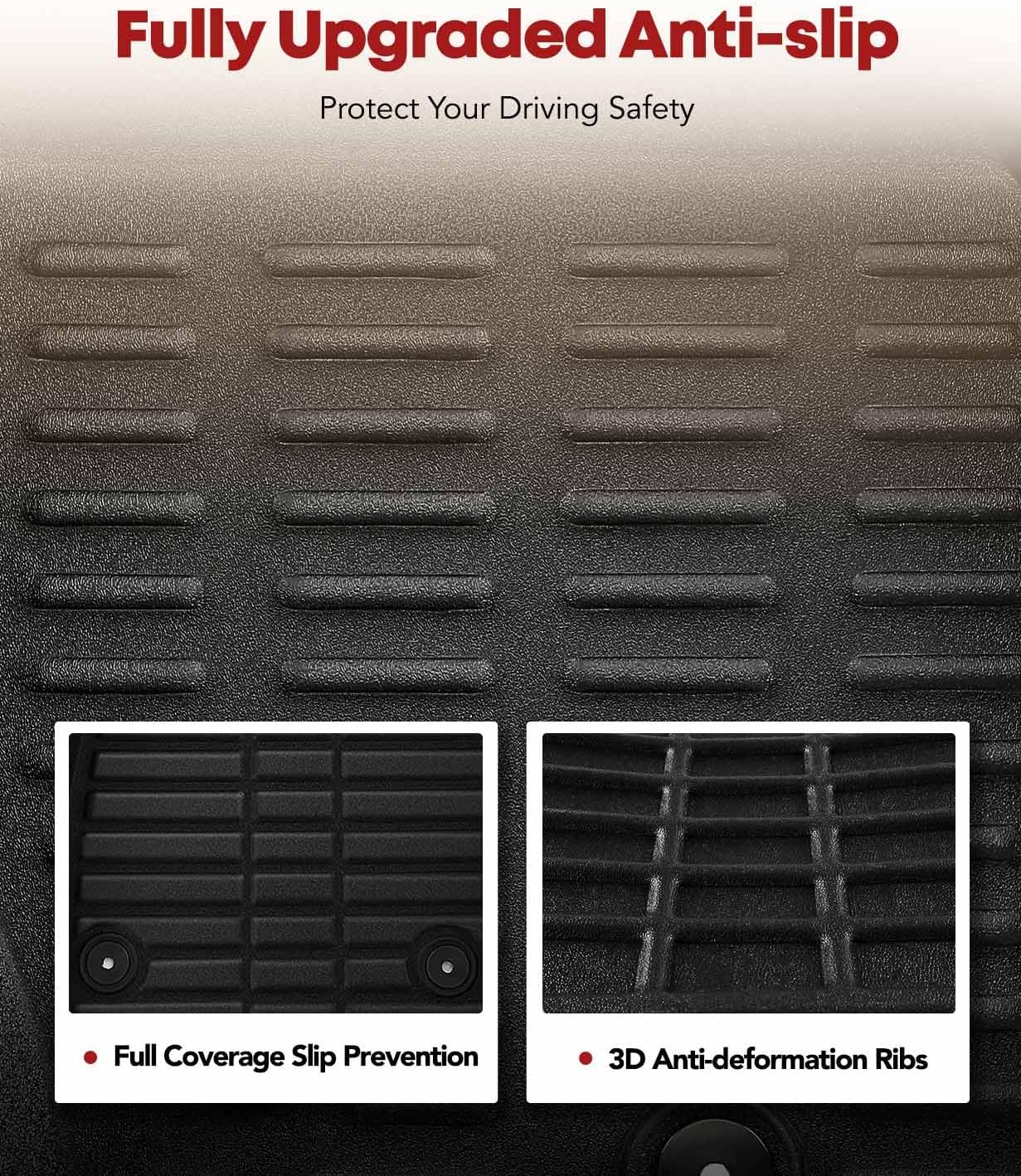 YHTAUTO Automotive All Weather Floor Mats Compatible with Lexus ES350 2007-2012, Car Mats Custom Fit TPE Floor Liners Front & Back Seat, Black, Set of 3