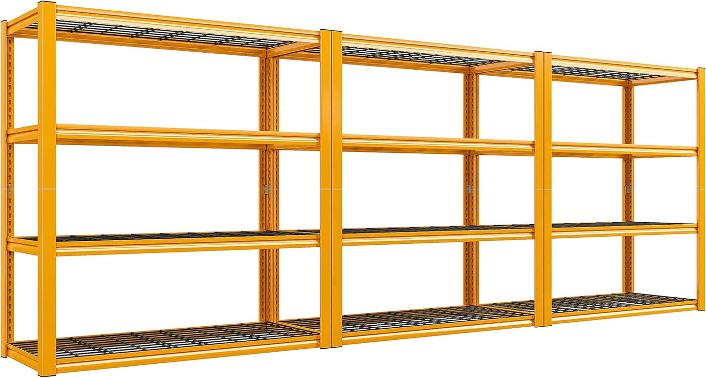 REIBII 40" W Garage Shelving Heavy Duty Metal Shelving 2200LBS Storage Shelves 4 Tier Garage Shelves Adjustable Metal Shelf for Warehouse Basement Pantry Kitchen, 3 Pack