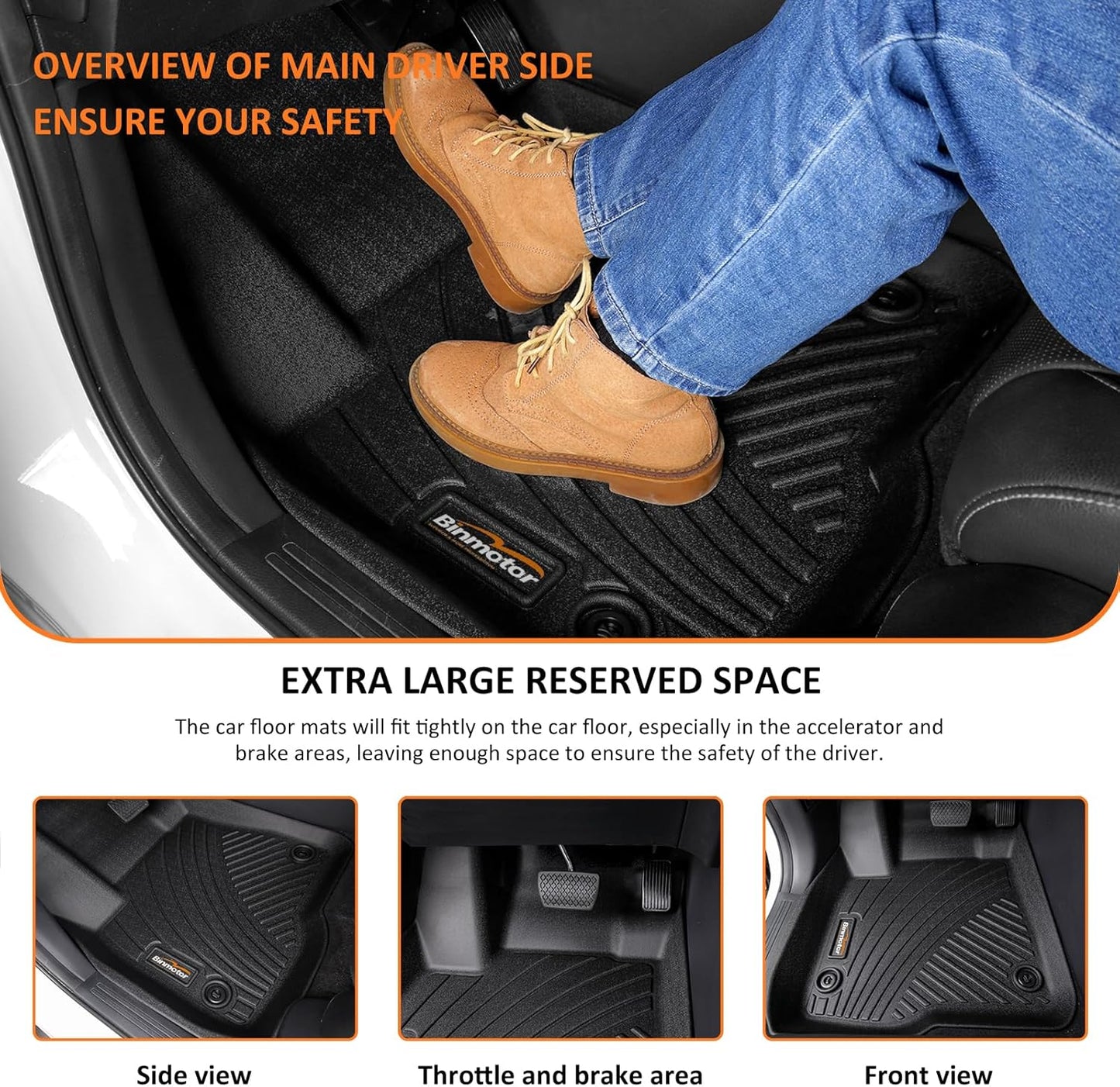 Binmotor-Floor Mats for 2017-2025 Honda Ridgeline Crew Cab, Front & 2nd Row, All Weather Car Floor Mats Ridgeline Car Mats Floor Liners for Honda Ridgeline Accessories