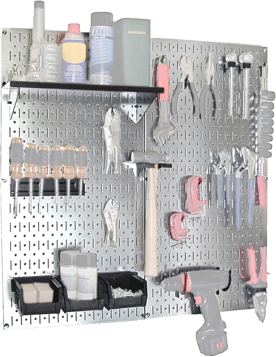 Wall Control 30-WGL-200GVB Galvanized Steel Pegboard Tool Organizer, Galv/Black