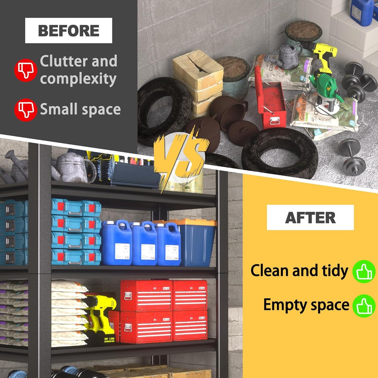 72" H x 48" W x 20" D 5-Tier Heavy Duty Garage Shelving Unit, 3000 LBS Capacity Metal Storage Rack,Adjustable Steel Shelves for Garage, Warehouse, Basement, Pantry, Workshop.2 Pack