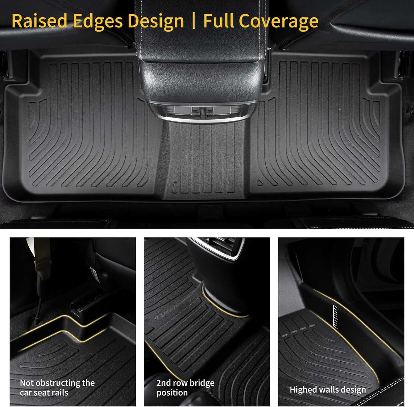 GINOWY-Floor Mats & Cargo Liner for Hyundai Tucson 2022-2024 2025 (Not for Hybrid) TPE All Weather 2023 Tucson Car Mats, Non-Slip Trunk Mat Waterproof Tucson Custom Fit Accessories Mats-Black