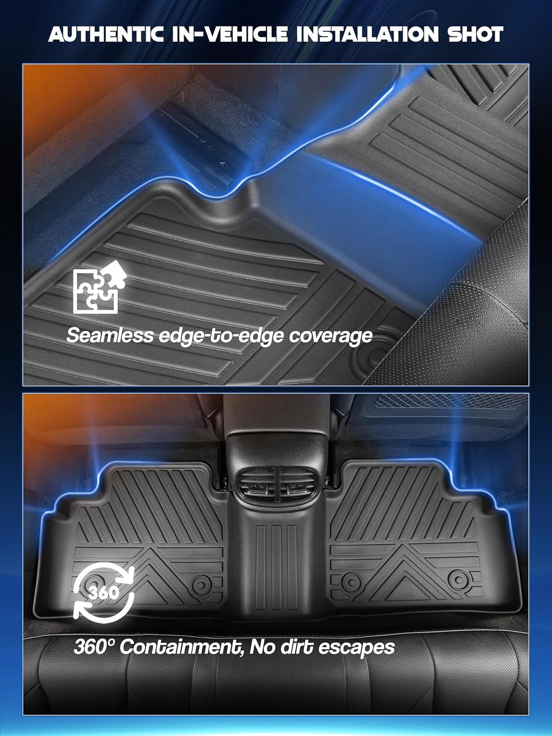 Car Floor Mats for Hyundai Elantra 2021-2025 (Not for Hybrid) & Elantra N 2022-2025 Accessories,TPE All Weather Protection Floor Mats,Custom Fit 1st&2nd Row Car Floor Liners Set,Black