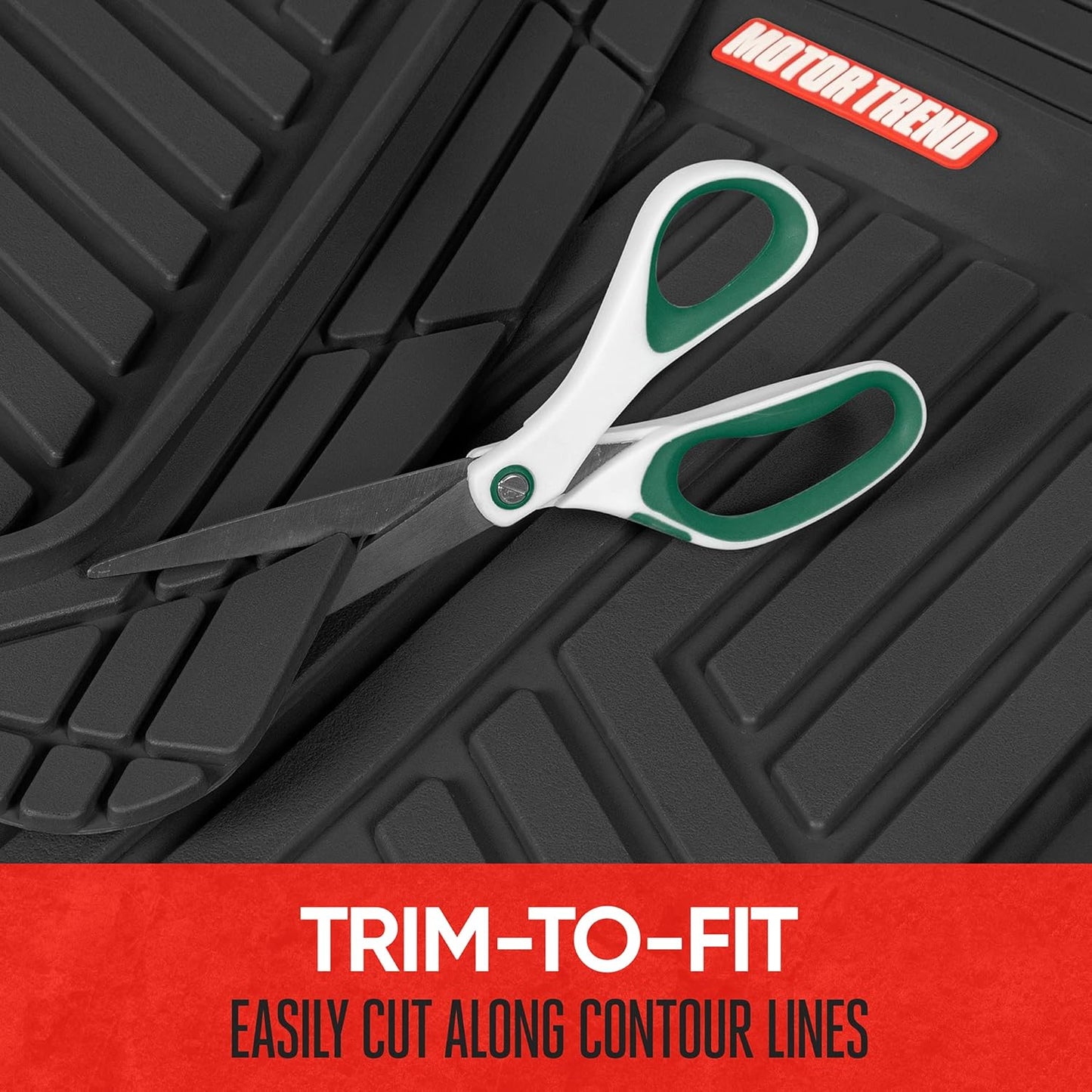 Motor Trend FlexTough™ Deep Dish Plus Rubber Car Floor Mats with Trunk Mat Cargo Liner, Front & Rear Combo Set fits Most Car SUV Van Coupe Sedan, Heavy Duty All Weather Trim to Fit