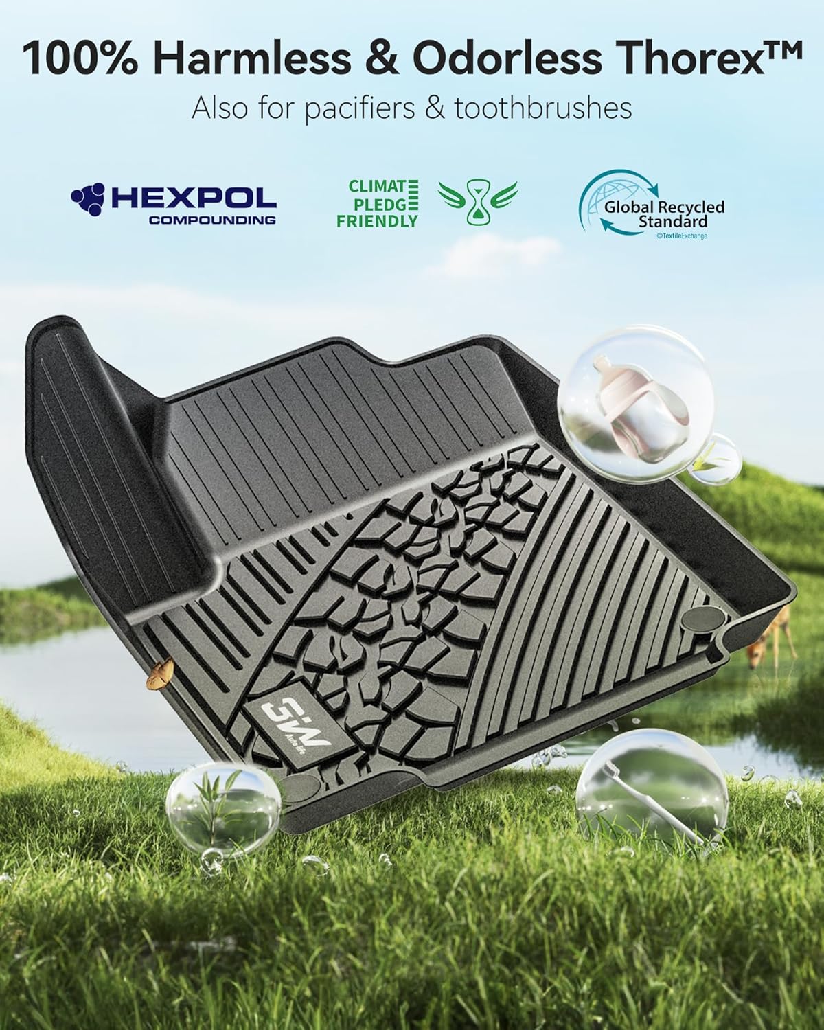 3W Floor Mats Fit for Jeep Cherokee 2015-2023 TPE Floor Liner 1st and 2nd Row Full Set Car Mats, Black (NOT for Grand Cherokee)