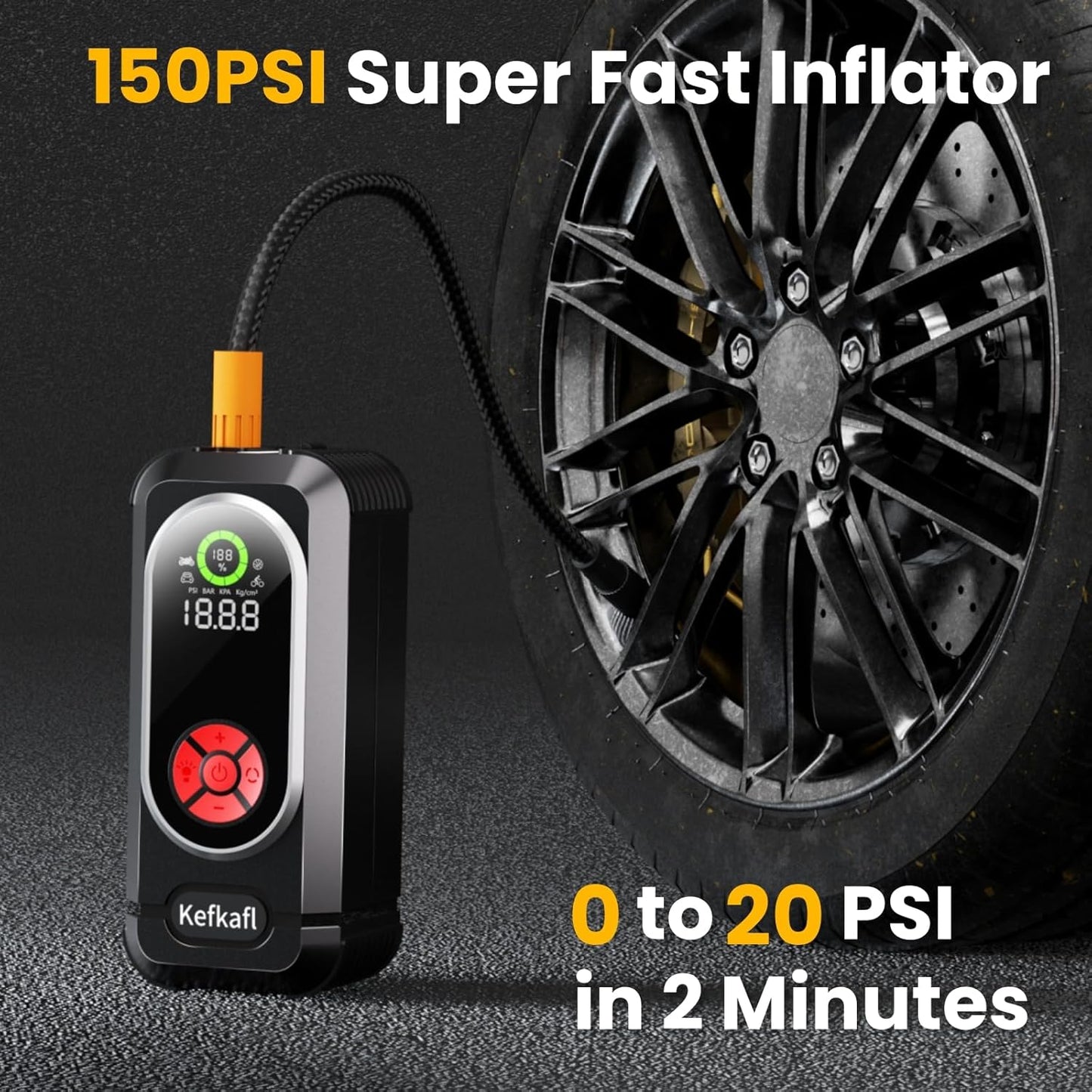 Jump Starter with Air Compressor, 5000A Car Battery Jump Starter Portable 150 PSI Tire Inflator Portable Air Compressor for Up to 10.0L Gas & 10.0L Diesel Engines, LED Light, Jumper Cables