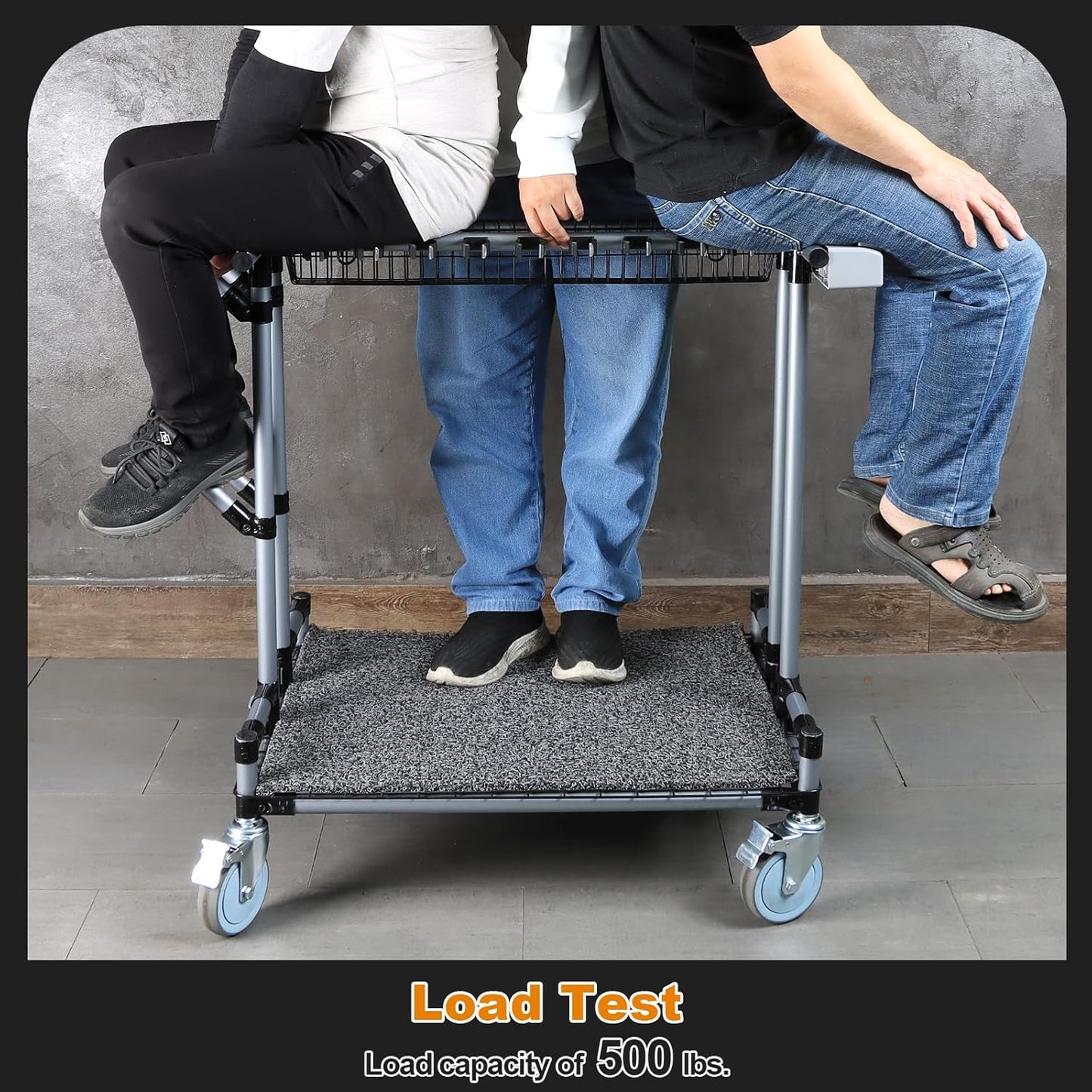 Heavy-Duty Garden Tool Organizer Cart Ideal for Gardening, Upgraded 5-Inch Wheels for Lawn & Sand, Long-Handle Tool Storage