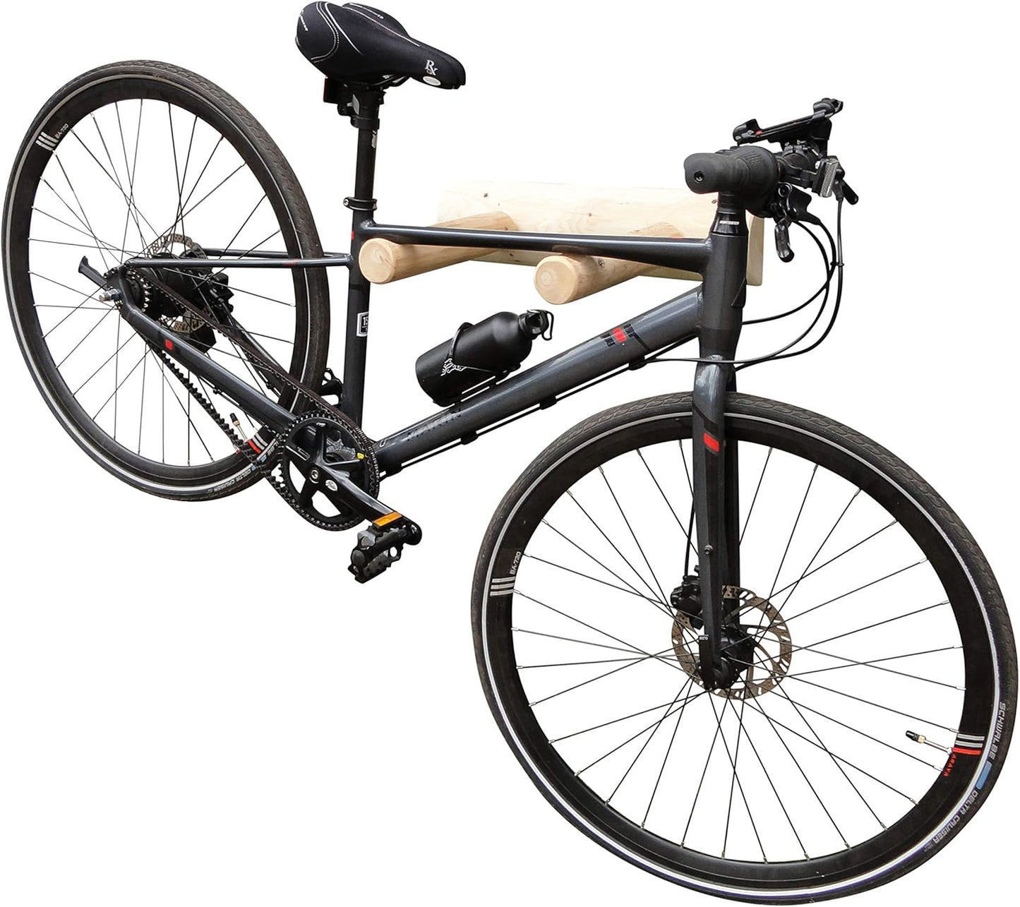 1-Place Wall-Mounted Bike Log Rack, Road Bike Wall Mount Hook, Bicycle Hangers for Garage Wall Racks, Bicycle Hooks for Hanging, Indoor Storage Garage Hooks for Bikes - Natural