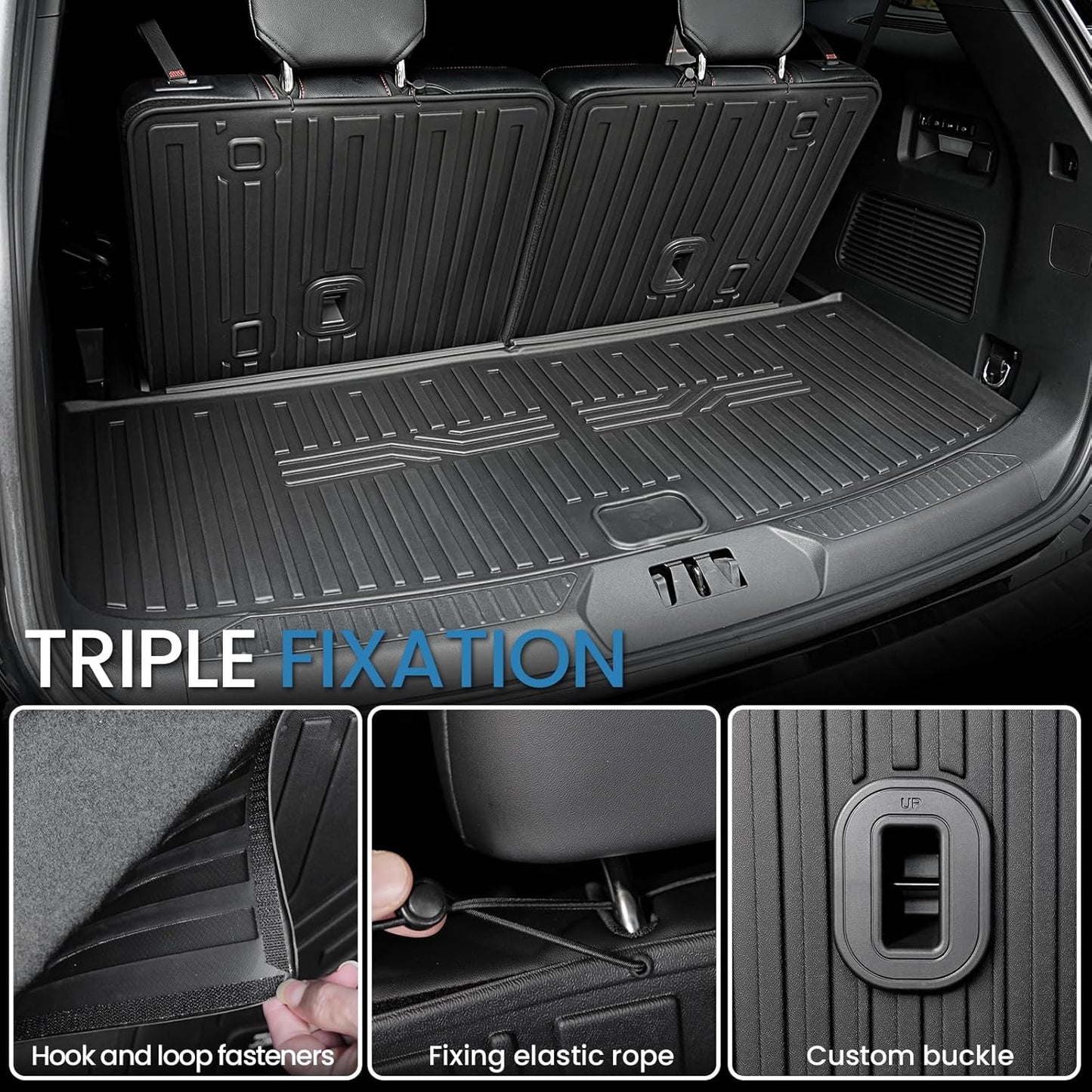 Floor Mats for 2020-2024 2025 Ford Explorer 7 Seats Bench Seat Car Mat Accessories, All Weather TPE Cargo Mat Backrest Mats Active/Platinum(7 Seat Floor Mats+2-in-1 Cargo Mat)