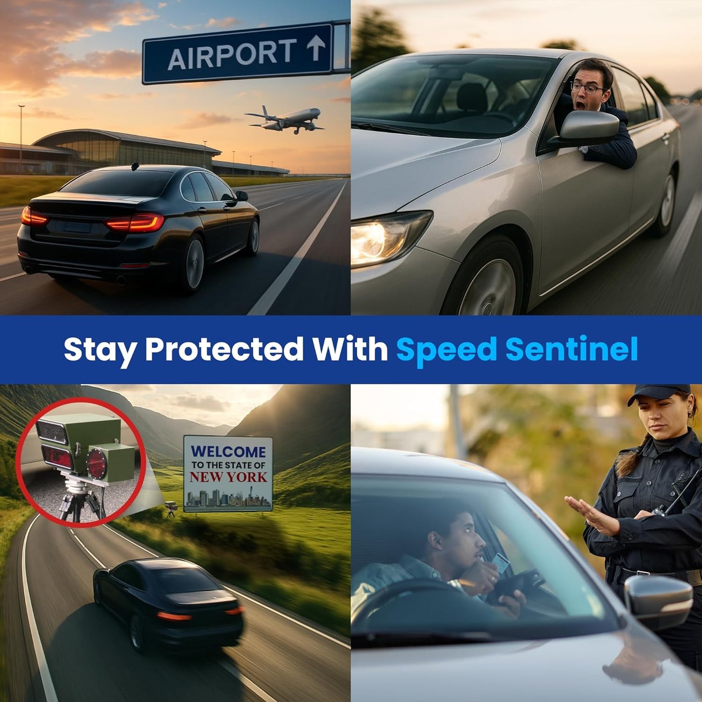Speed Sentinel Radar Detector – 360° Police Speed Sentinel Radar Detectors for Cars with Voice Alerts, City & Highway Modes, False Alert Filtering VG-2 Immunity