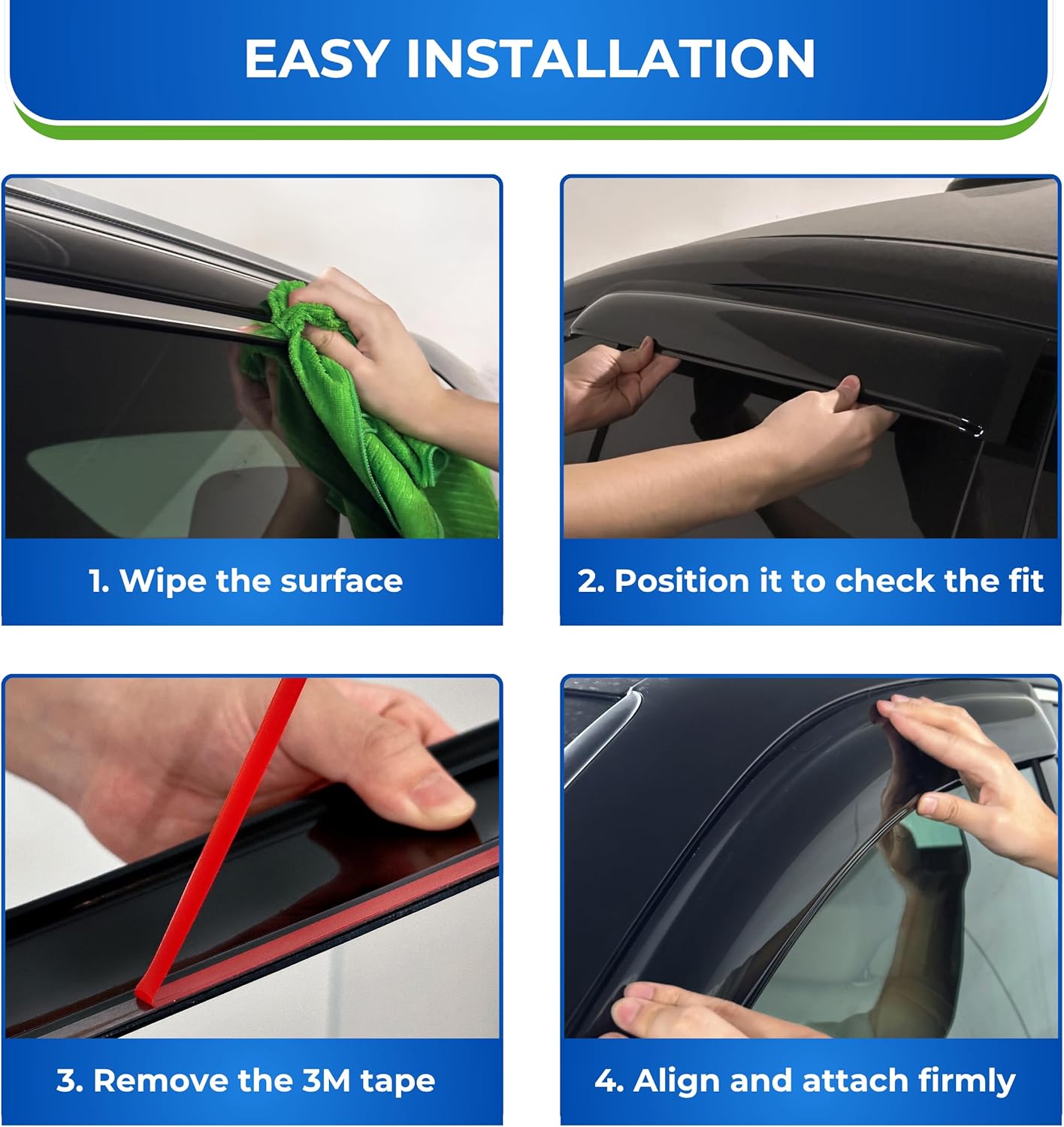 KPY Window Visor Compatible with Lexus ES 2013-2018, 4PC Rain Guard Side Window Vent Deflectors Tape-On Mugen Style, 2013 2014 2015 2016 2017 2018