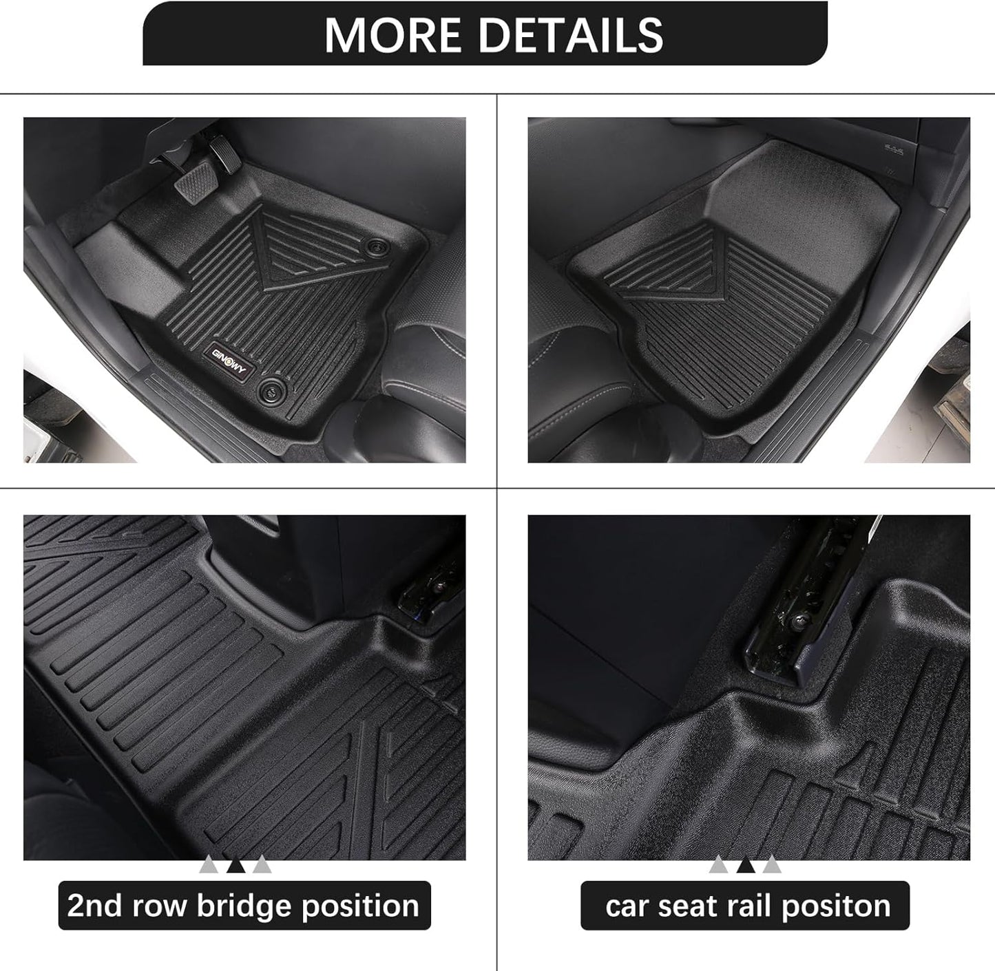 GINOWY- Floor Mats & Cargo Liner for Kia Seltos 2020-2023, TPE All Weather Protection Seltos Car Mats 2021, Custom Seltos Floor Liners Non-Slip Trunk Mat, Waterproof Accessories Black