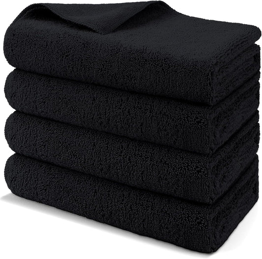 HOMEXCEL Professional Large Microfiber Car Drying Towels 4 Pack, Lint Free, Scratch Free, Highly Absorbent Drying Towel for Cars, SUVs, RVs, Trucks, and Boats,31" x 24 ", Black