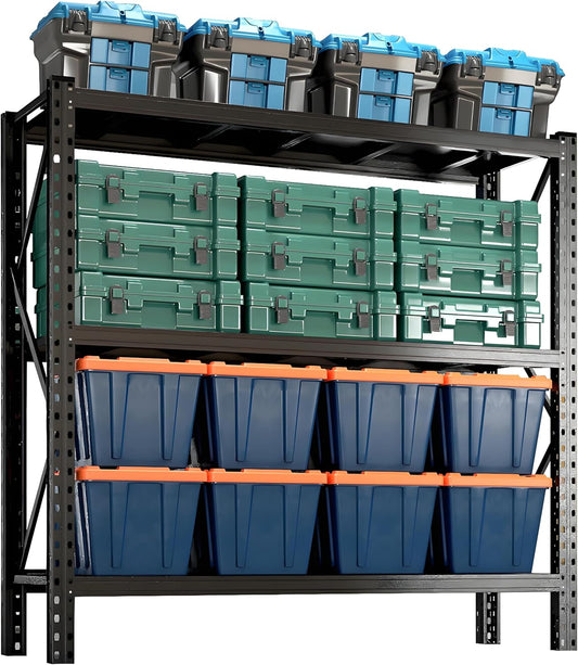 4200LBS Metal Garage Shelving, Strong Load Bearing Heavy Duty Shelves, Industrial Steel Shelves, 5 Tier Adjustable Large Shelf Unit, Multifunctional Storage Rack, 67" W×63" H×19.6" D, Black