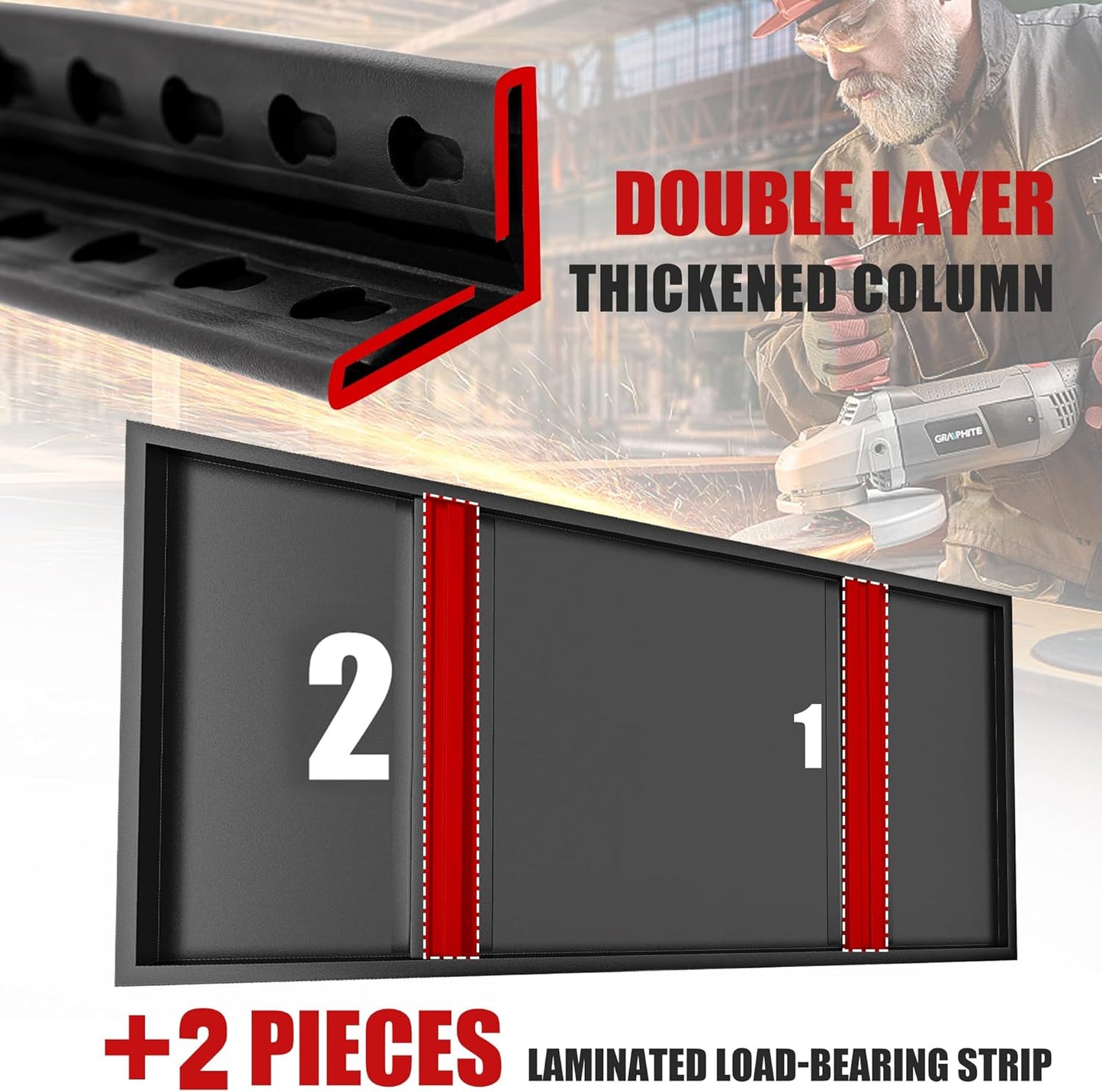 Raybee Storage Shelves 2000LBS Garage Shelving Heavy Duty, 5-Tier Adjustable Garage Shelves, Metal Shelving for Garage, Basement, Warehouse, Pantry, 72" H x 31.5" W x 16.5" D, 2PC, Black