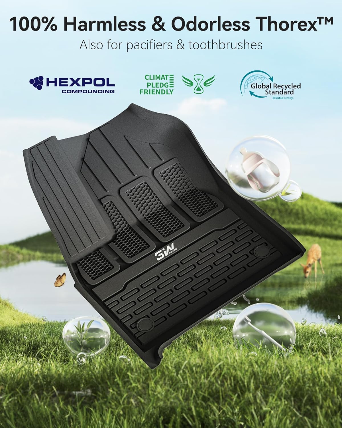 3W Floor Mats Fit for Jeep Grand Wagoneer/Grand Wagoneer L 2022 2023 2024 2025 7 seat(Not Fit for 8 seat), All-Weather TPE Custom Fit Wagonner Floor Liner for 1-3 Rows Full Set Car Mats