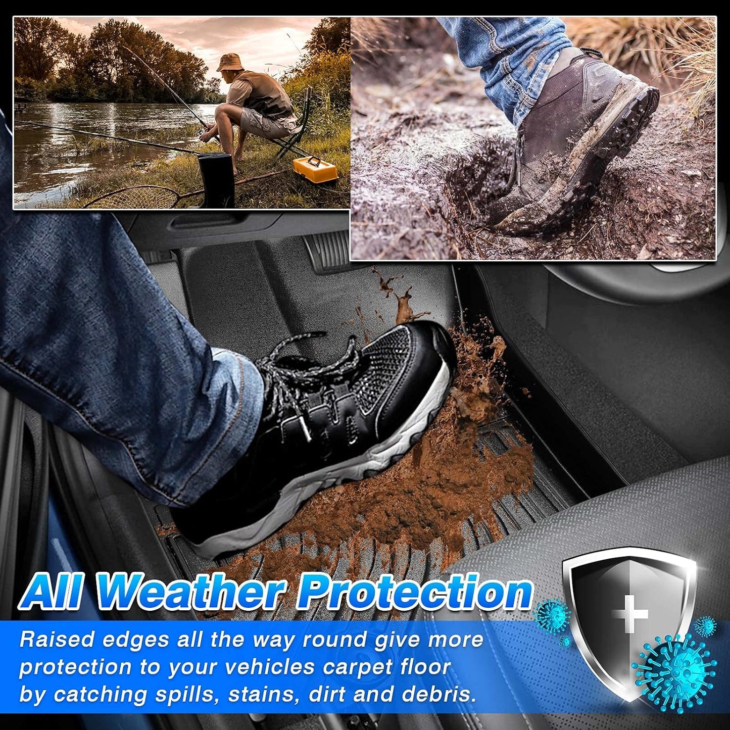 Cartist Custom Fit for Floor Mats BMW X1 F48 2016-2022 & BMW X2 2018-2022 All Weather Floor Mats 2 Row Carpet Protection TPE Odorless