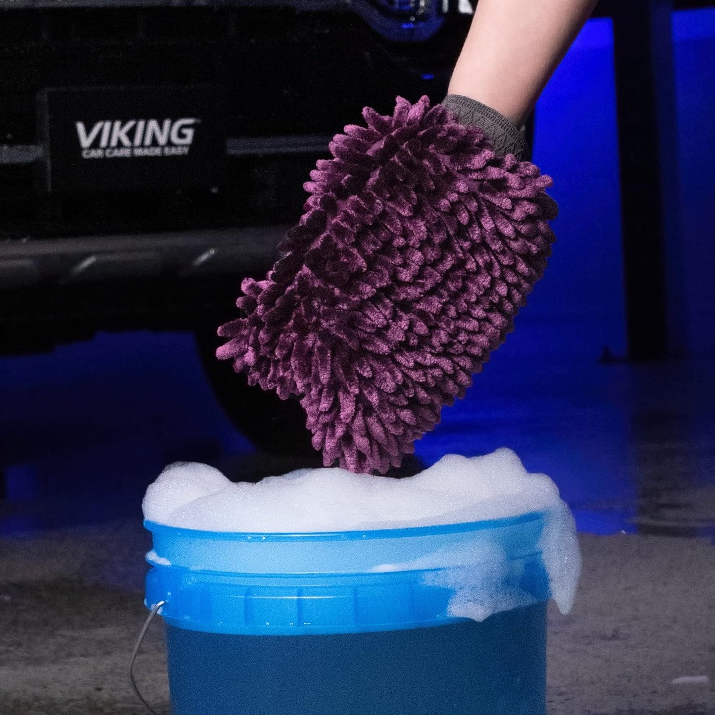VIKING Car Wash Mitt, Microfiber for Car Cleaning, Premium Chenille, Purple, 10 inch x 8 inch, 2 Pack