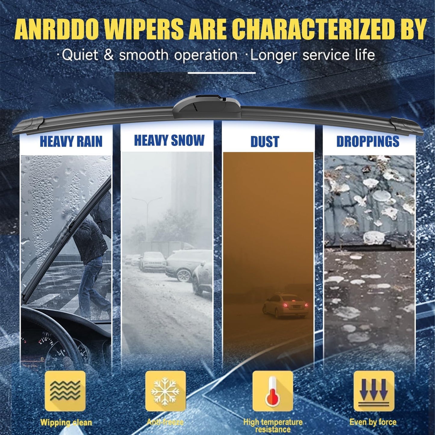 3 wipers Replacement For Mitsubishi Outlander Nissan Murano Infiniti QX50 Acura RDX Windshield Wiper Blades Original Equipment Replacement - 26"+18"+12" (Set of 3)