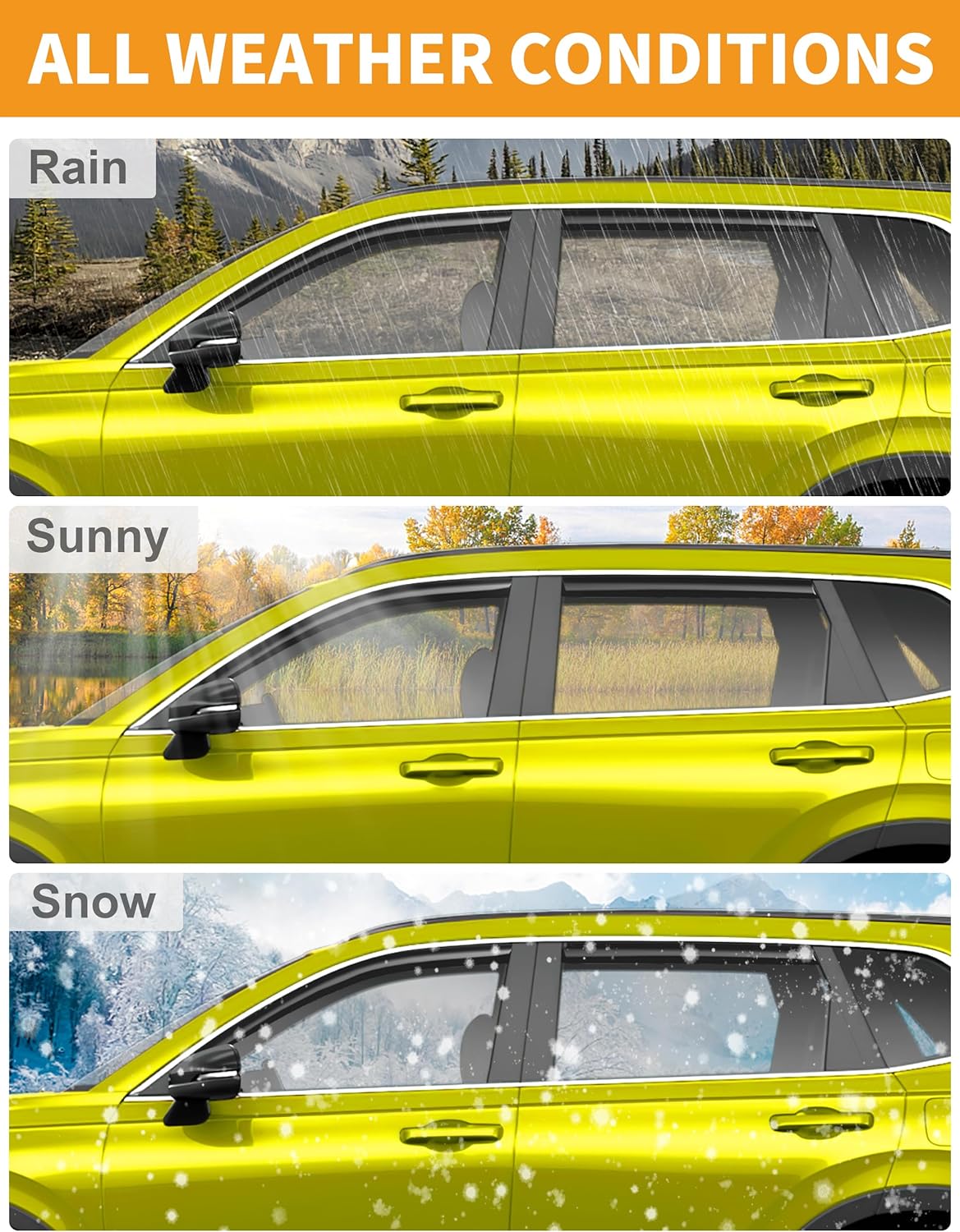 in-Channel Window Rain Guards Fit for Toyota Grand Highlander 2024 2025 Extra Durable Window Deflectors Vent Visors Shades Car Accessories Visors Rain Guards -4 pcs