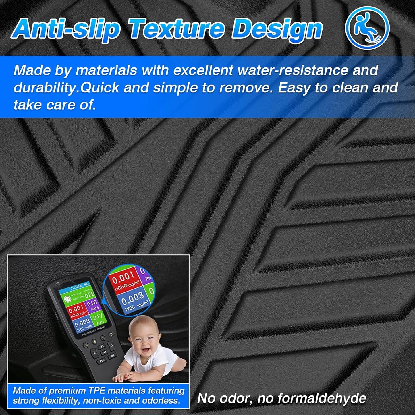 Cartist Floor Mats Compatible for 2015-2025 Ford F-150/ F150 Lightning SuperCrew Cab (Only Fit Rear Seat Without Under Seat Storage) Heavy Duty Floor Liner