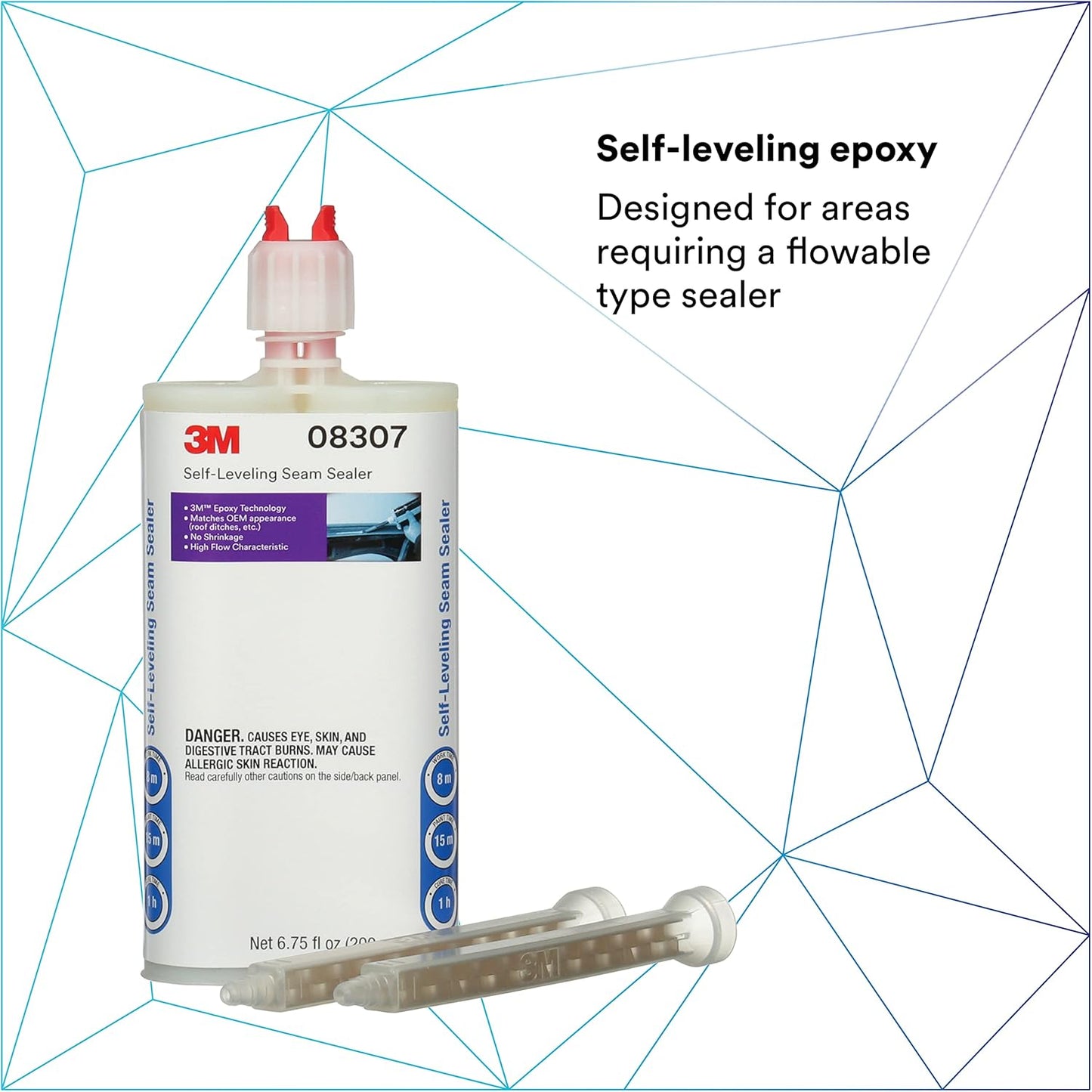 3M Self-Leveling Seam Sealer, 08307, Two-Part, Quick-Curing Epoxy, 200 mL/6.75 fl oz Cartridge