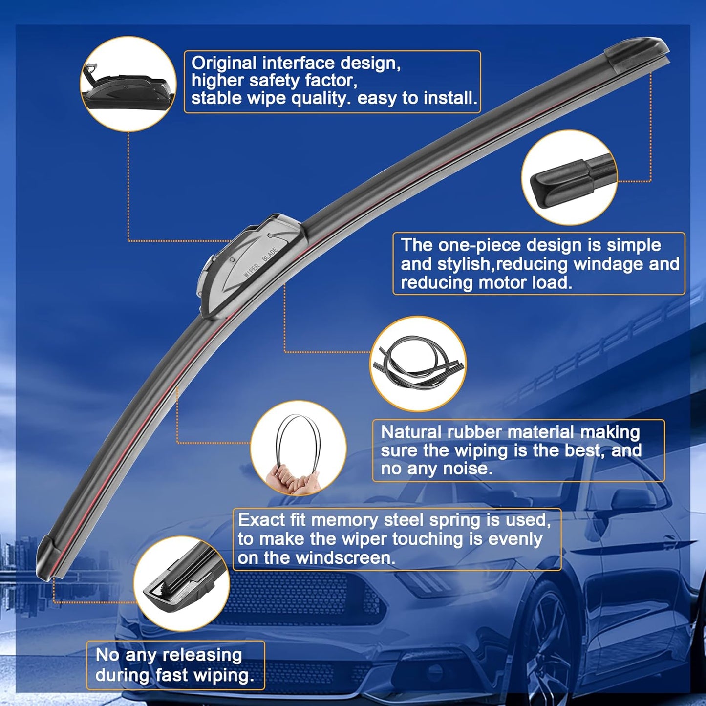 Windshield Wiper Blades Replacement for Toyota Yaris 2007 2008 2009 2010 2011 Original Factory Quality Front Rear Wipers Blade Set for My Car - 26" 14" 12" (Pack of 3)