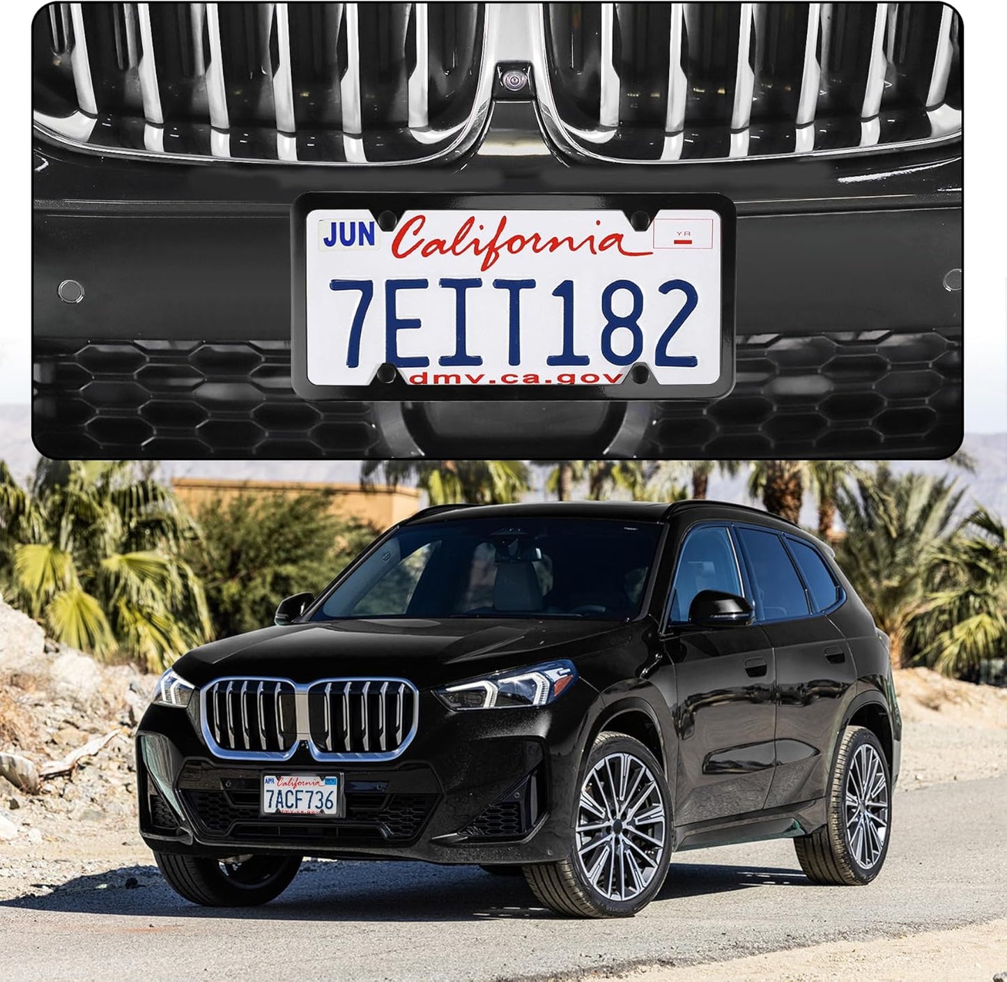 LivTee 4 Holes Stainless Steel License Plate Frames, 2 PCS Car Licence Plate Covers, Automotive Exterior Accessories Slim Design with Bolts Washer Caps for US Vehicles, Black