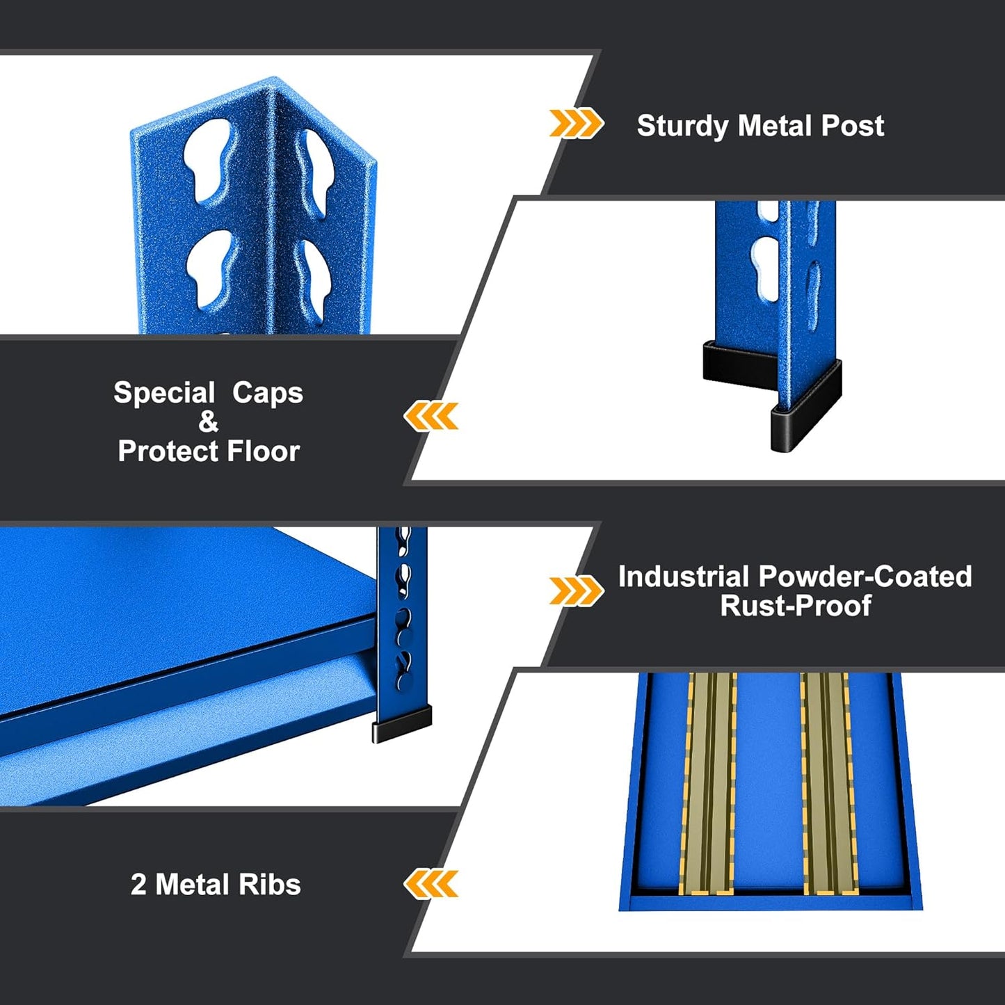 48" W Garage Shelving Heavy Duty, 1000LBS Loads Adjustable Garage Storage Shelves, 2-Tier Metal Shelving Units and Storage Racks, Industrial Utility Shelf,48" Wx18 Dx39 H, Blue