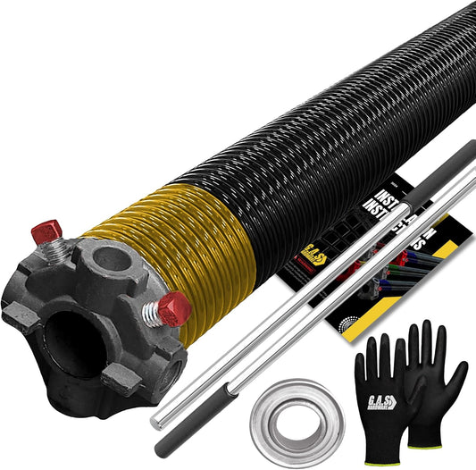 Garage Door Torsion Spring 250x1.75x35 Includes 1” Steel Bearing, Gloves, Manual, and Winding Bars for Right Side of Garage Door Precision E-Coating 5-Year Warranty Min. 30,000 Cycles (Black Cone)
