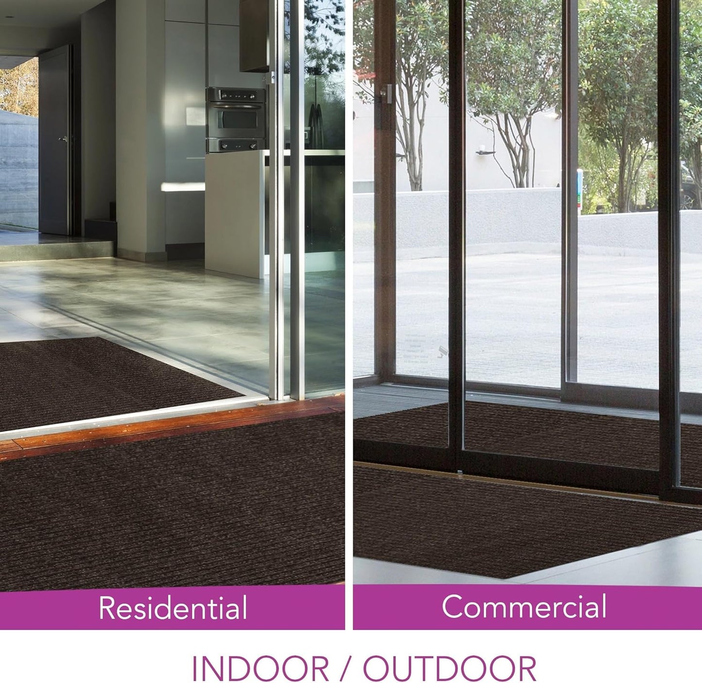 iCustomRug Spartan Weather Warrior Indoor/Outdoor Utility Ribbed Carpet Runner with Non-Slip Thermoplastic Rubber Backing, 6ft X 40ft in Brown