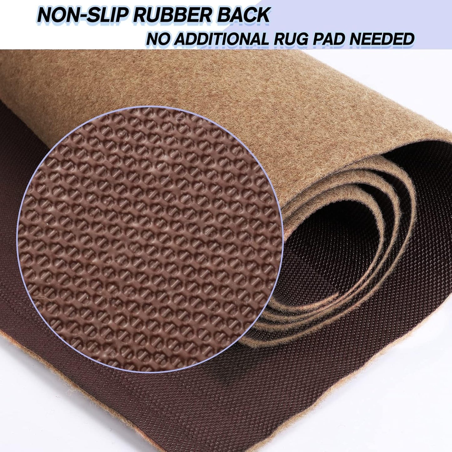 Custom Size Backed Non-Slip Area Rugs Runner, Easy Clean, Waterproof Runner Rugs for Hallway Entryway, Kitchen, Laundry, 3FT x 73FT, Beige