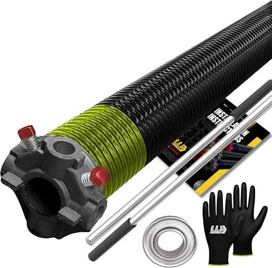 Garage Door Torsion Spring 207x1.75x24 Includes 1” Steel Bearing, Gloves, Manual, and Winding Bars for Right Side of Garage Door Precision E-Coating 5-Year Warranty Min. 30,000 Cycles (Black Cone)