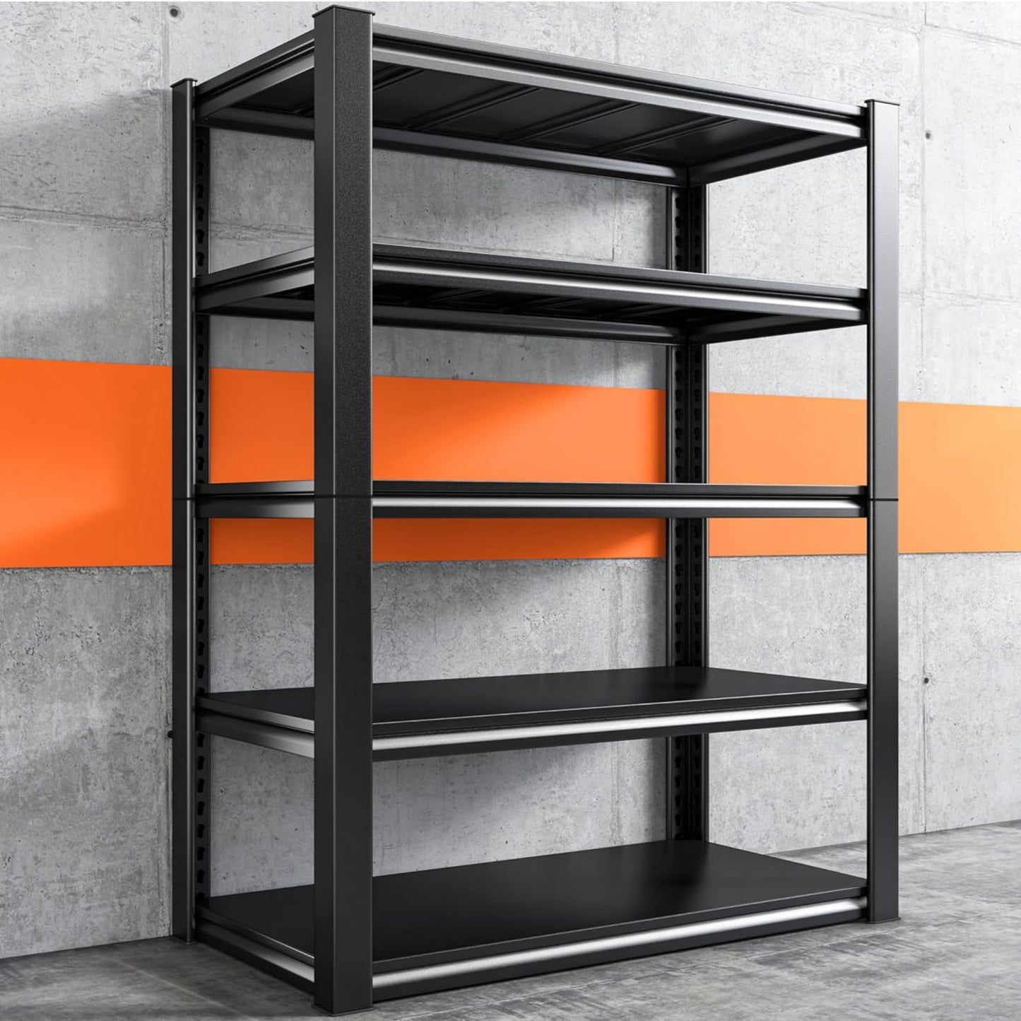 REIBII 40" W Garage Shelving, Heavy Duty Storage Shelves Load 2500LBS, 5-Tier Adjustable Metal Shelving, Garage Shelves for Warehouse, Pantry, Basement, 72" H x 40" W x 18" D