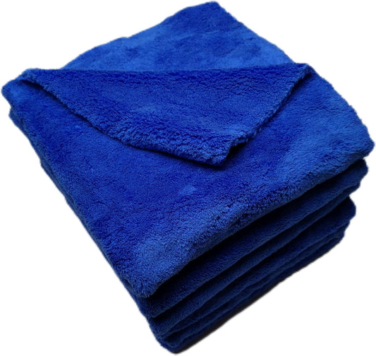 Plush Edgeless Microfiber Towel for Car, Soft Drying Wash Detailing Buffing Polishing Towel, 530 GSM 6Pack 16 x 16inches (Blue, 6Pack)