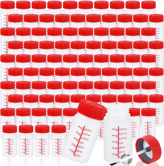 Mumufy 120 Pcs Paint Touch up Paint Bottles with Brush and Lid Empty Touch up Paint Bottle with Paint Mixing Balls 2 oz Fluid Capacity Leftover Paint Container for Car Scratches Repair (Red)