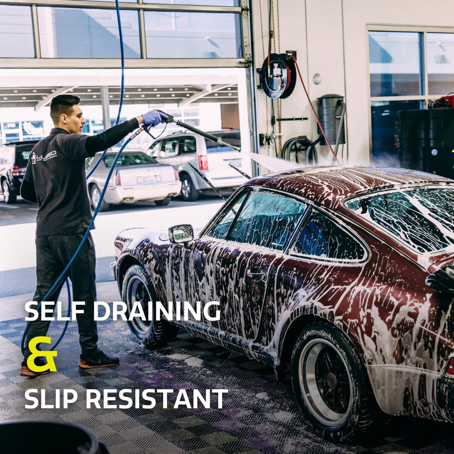 Big Floors RaceDeck Free-Flow Interlocking Garage Flooring Tiles, Non-Slip, Self-Draining, Heavy-Duty, High-Impact Copolymer, Easy Install (Alloy, 48 Pack of 12 x 12" Tiles)