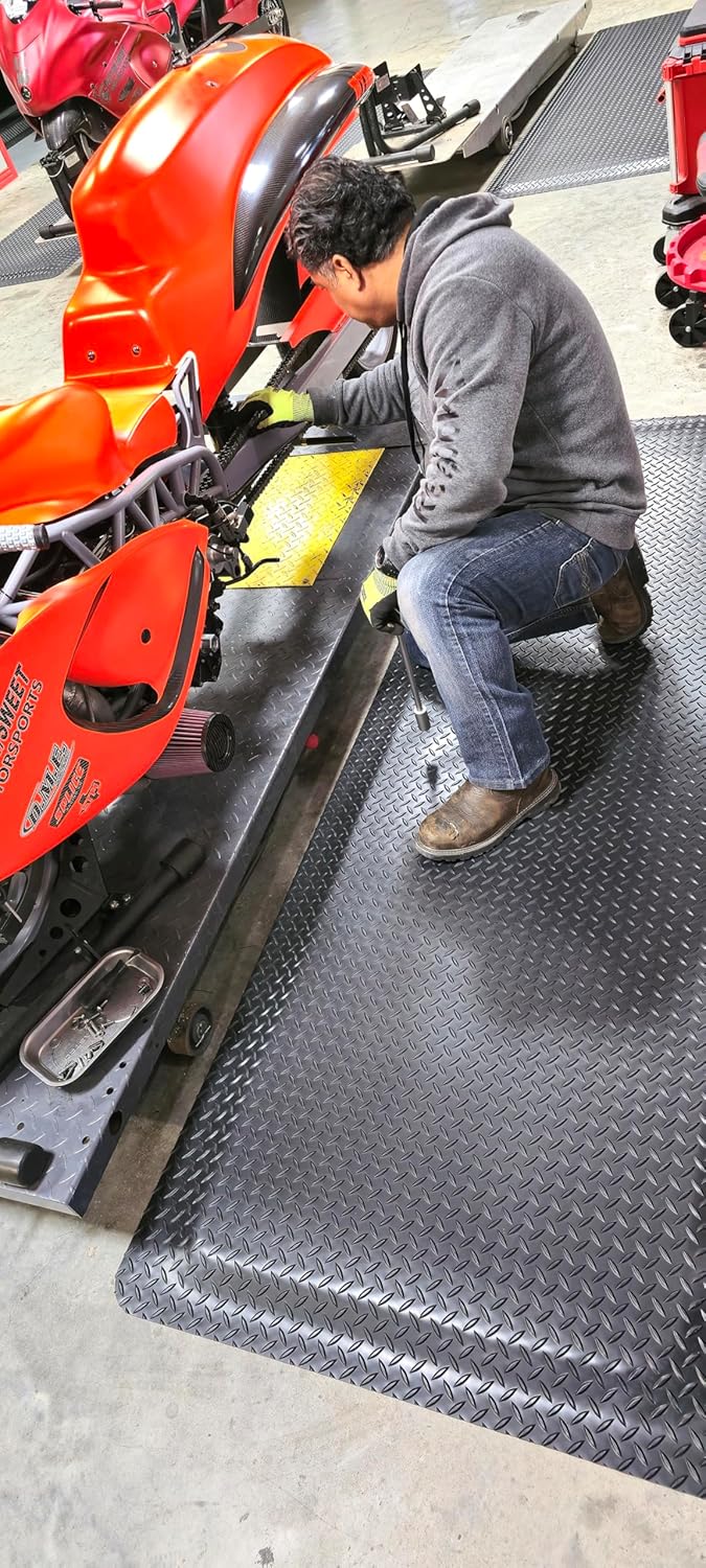 Rhino Mats, American Classic Diamond Anti-Fatigue Mats, Industrial Ergonomic Comfort Standing Mat for Work, Home, Garage, Office, Kitchen or Anywhere (Black 9/16" Thick, 2 FT. x 22 FT.)